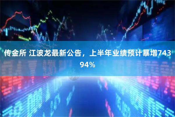 传金所 江波龙最新公告，上半年业绩预计暴增74394%